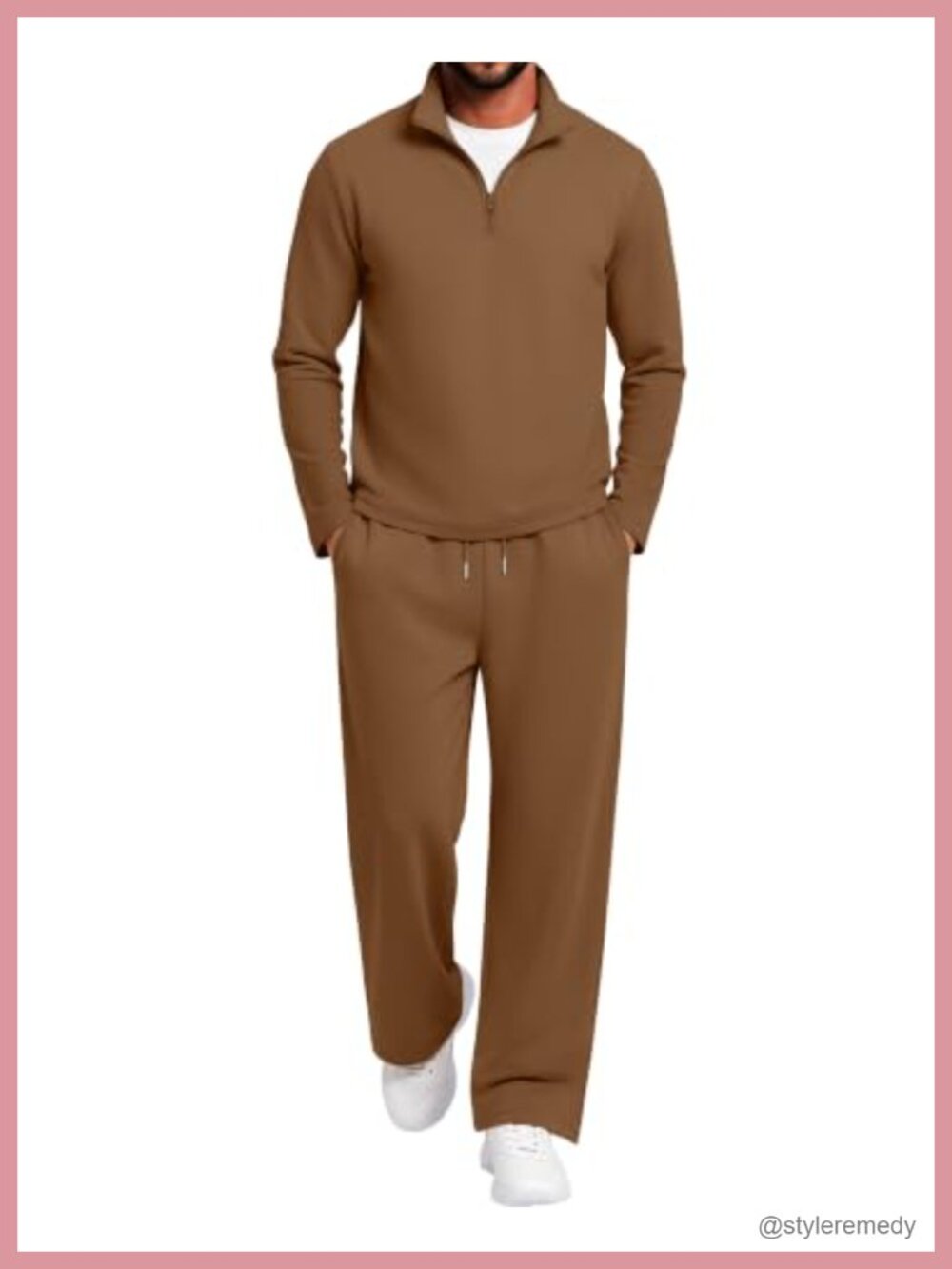 Men's 2-Piece Quarter Zip Sweatsuit Set Rayon Polyester Spandex Tracksuit